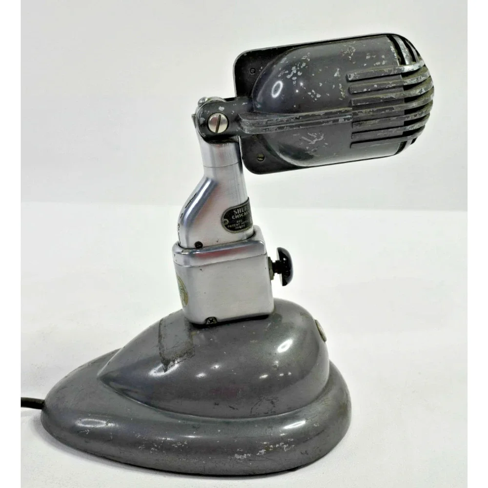 Vintage Shure 708A Crystal Microphone w S36 Stand & A85C Switch HAS SOUND